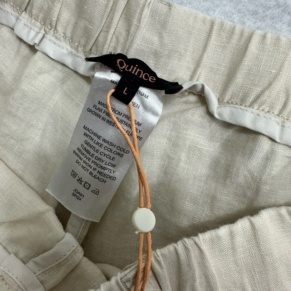 Quince 100% European Linen Tapered Ankle Pants In Sand Size Large NEW NWT